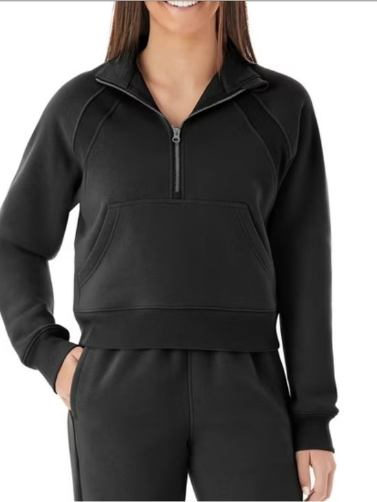 Member's Mark Tops - Member's Mark Women's Fleece Half-Zip Cropped Fit Black Pullover Small